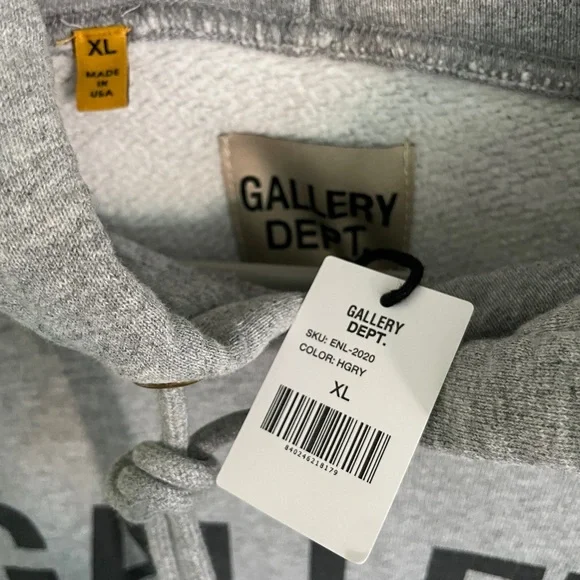 NEW XL Gallery Dept. Heather Grey Center Logo Hoodie sweatshirt - Picture 2 of 8